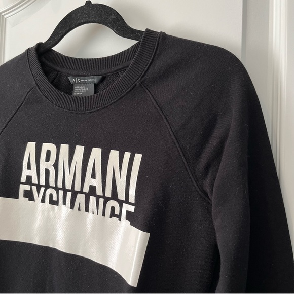 Armani Exchange Block Logo Black Crewneck Sweatshirt - Picture 3 of 5